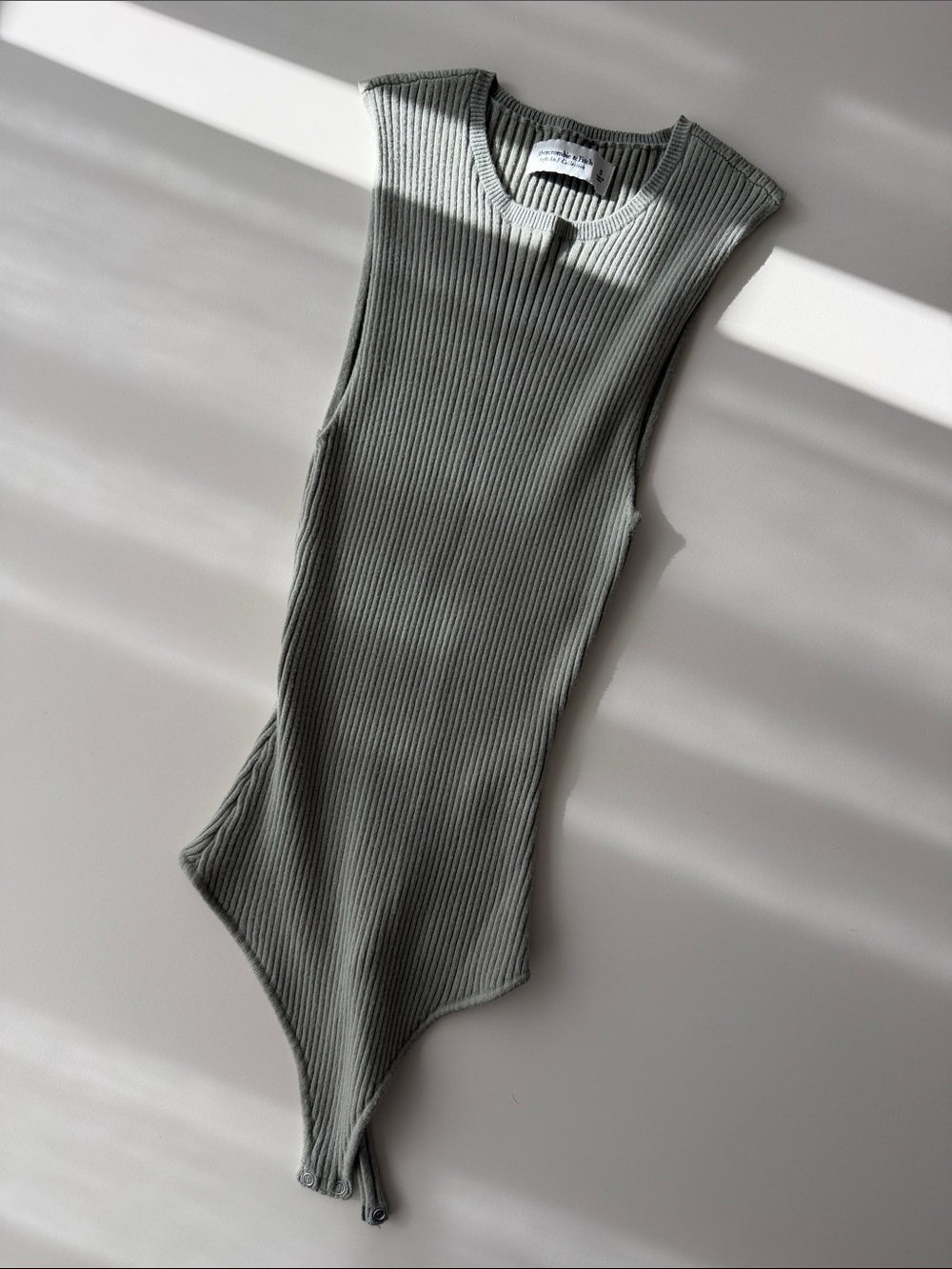 Abercrombie & Fitch Ribbed Sleeveless Bodysuit — Sage
